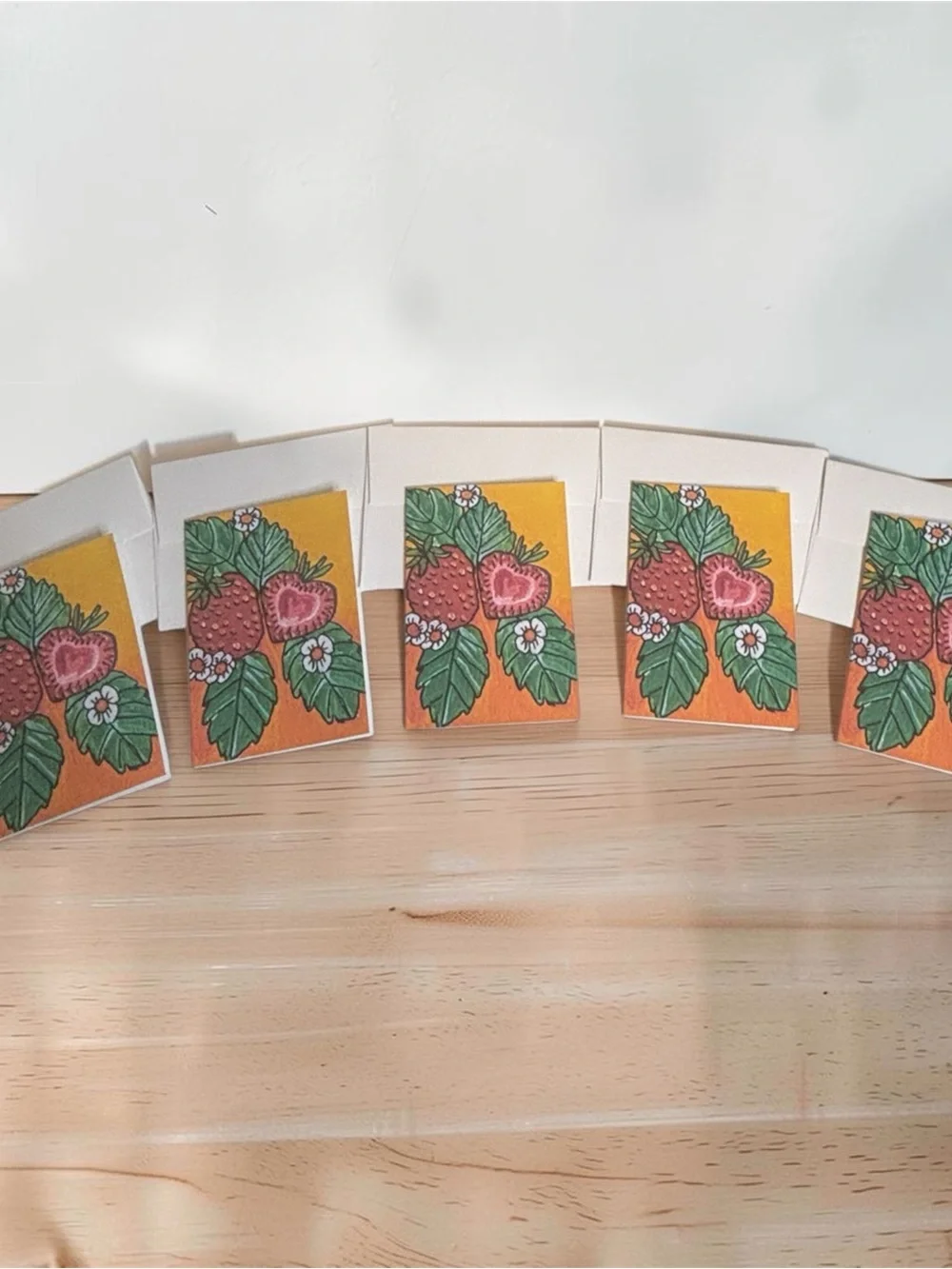 Sweet Strawberry Heart Greeting Cards Set – 4x6 Blank Note Cards